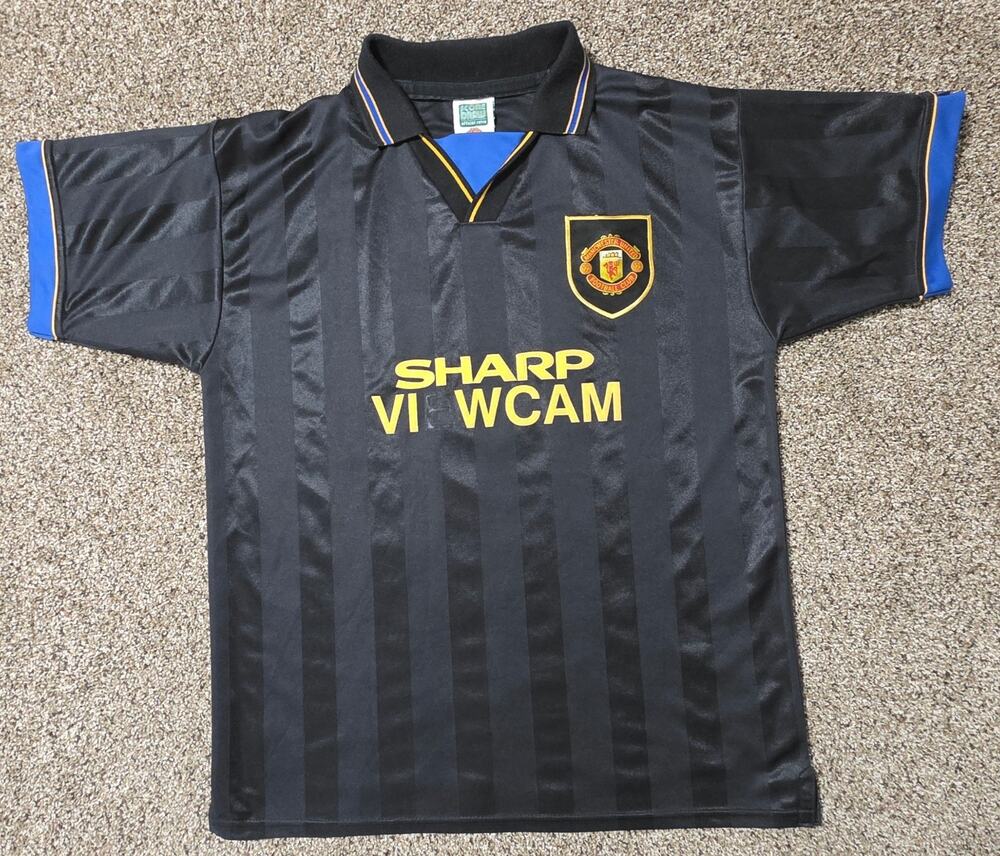 Manchester United Score Draw Retro 1994 Away Jersey Sharp Viewcam Mens Medium #7